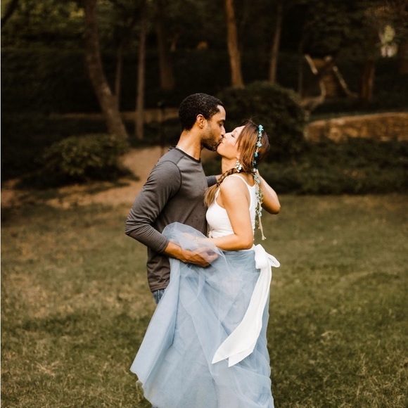 Dusty blue tulle skirt floor length - Picture 4 of 4